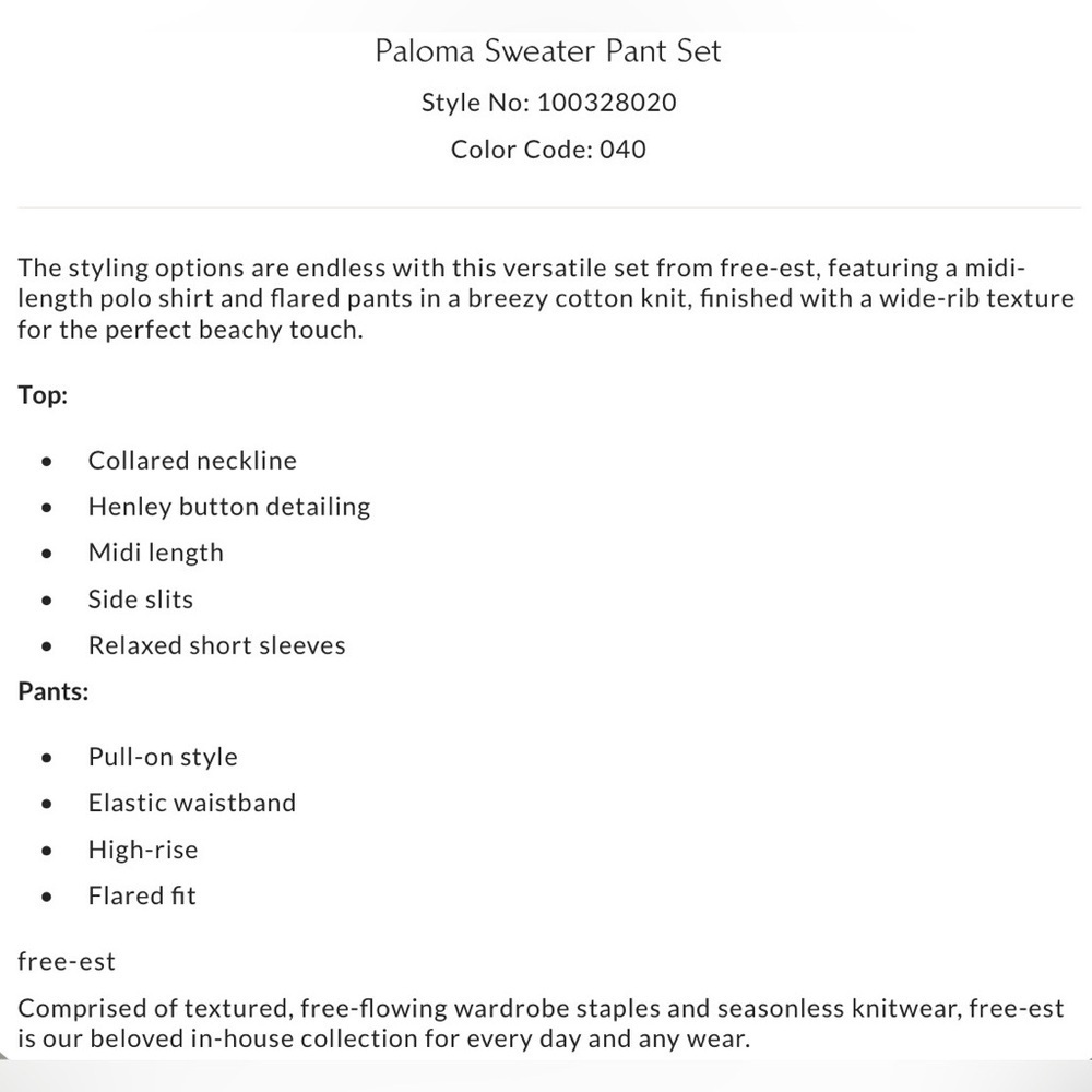 NWT Free People XS Paloma Sweater Pant Set in Blue Suede 2 Piece Set New $108 - Picture 5 of 7